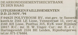 19941123 - Polyvroom - Failissement