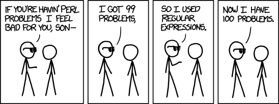 I got 99 problems. So I used regular expressions...