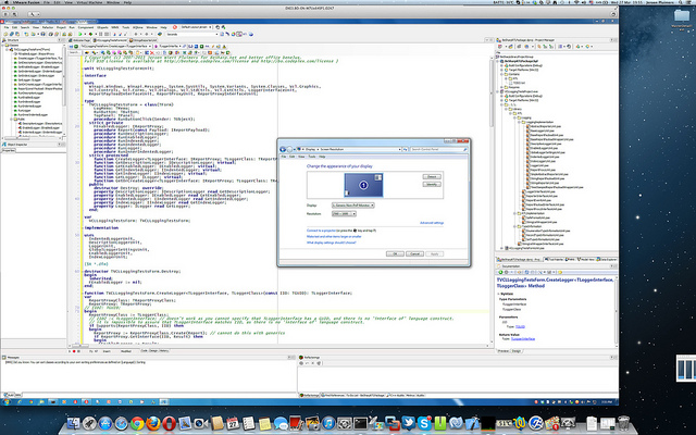Delphi XE3 inside a Windows 7 VMware Fusion VM at 2560x1600 on a 15 inch Retina MacBook Pro at 2880x1800 