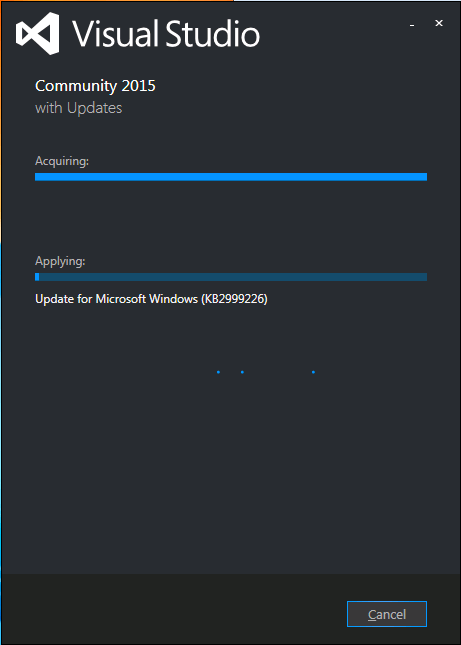 Visual Studio 2015 install stuck on