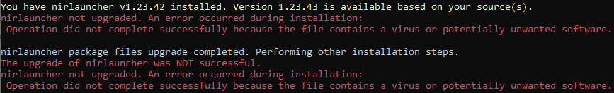 choco upgrade throwing virus error during nirsoft 1.23.43 update