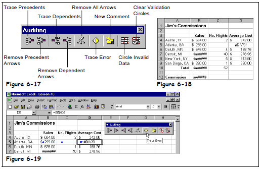 Excel 2000 - Student Edition - Complete - Trace precedents, dependents, error
