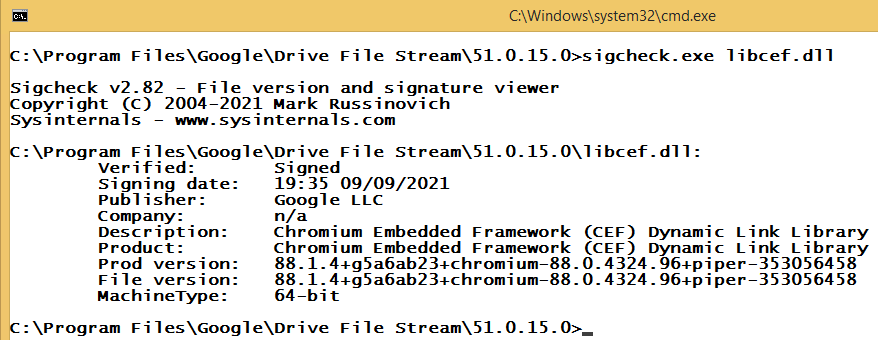 GoogleDriveFS - cannot find libcef.dll - it is valid