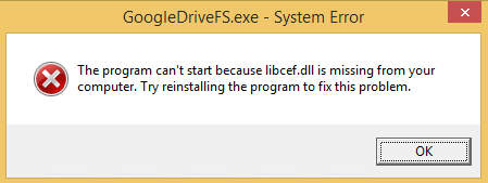 GoogleDriveFS - cannot find libcef.dll