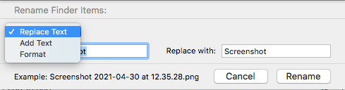 Select "Replace Text"
