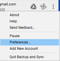 Google Backup and Sync - preference