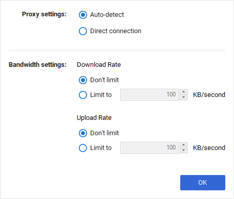Google Backup and Sync - preferences - Default Proxy is Auto-Detect