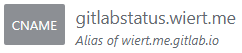 New DNS gitlabstatus.wiert.me CNAME record pointing to wiert.me.gitlab.io