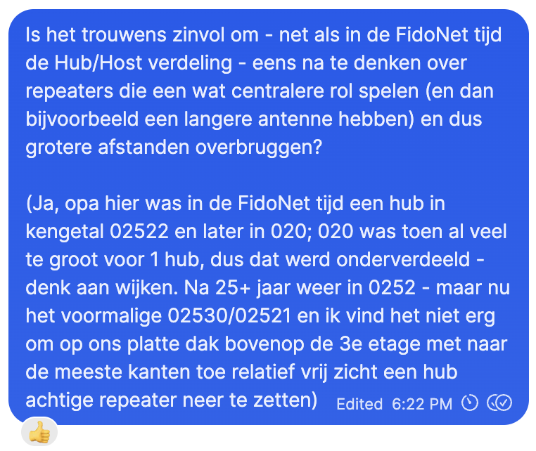 Is FidoNet hub model handig voor MeshCore